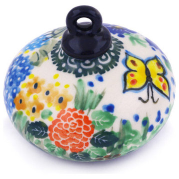 Polish Pottery 3" Stoneware Ornament Christmas Ball Hand-Decorated Design