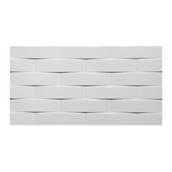 Dimensional Ceramic - Undulation 7/8" x 3-5/8" Mosaic White - Gloss - Tile
