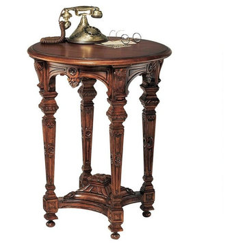 Hard Carved French Style Solid Mahogany Side Table