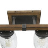 LALUZ 4-Light Antique Wood Brown and Black Mason Jar Farmhouse Vanity Light