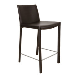 Emma Fully Wrapped Leather Counter Stool | Wenge (Set of 2) - Bar Stools And Counter Stools