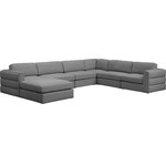 Meridian Furniture - Beckham Linen Textured Fabric 7-Piece Modular U-Shaped Sectional, Grey - Liven up your living space with this Beckham grey durable linen polyester fabric sectional. Its grey color complements any contemporary home decor, while its durable linen and polyester fabric upholstery provides you with a soft and comfortable place to sit. This sectional is modular, so you can create infinite configurations, which are easily attached using the attachment latch underneath. Its linen, wood, and foam construction guarantees stability for years to come.