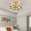 Copper modern crystal led hanging chandelier for living room, bedroom, Blue, 11.8"