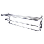 FPL Door Locks & Hardware, Inc - FPL Oversized Hotel Towel Rack & Shelf, Polished Stainless Steel - Use this quality Hotel Towel Rack & Shelf to add valuable storage space to your bathroom.  Towel shelf and bars are long enough to accommodate larger towels (28" long shelf and bars).