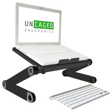 WorkEz Light Adjustable Height/Angle Ergonomic Laptop Cooling Stand, Black