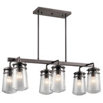 Kichler Lighting - Lyndon 6 Light Outdoor Pendant or Chandeller, Architectural Bronze - This 6 light outdoor chandelier from the Lyndon(TM) collection combines a simple streamline design with an emphasis on traditional details. Featuring a beautiful Architectural Bronze finish and Clear Seeded Glass, this fixture can effortlessly blend with your existing decor.