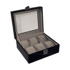 12 Slot Watch Box, Black - Contemporary - Dresser Valets And Organizers