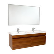 Fresca Largo Teak Modern Bathroom Vanity With Wavy Double Sinks
