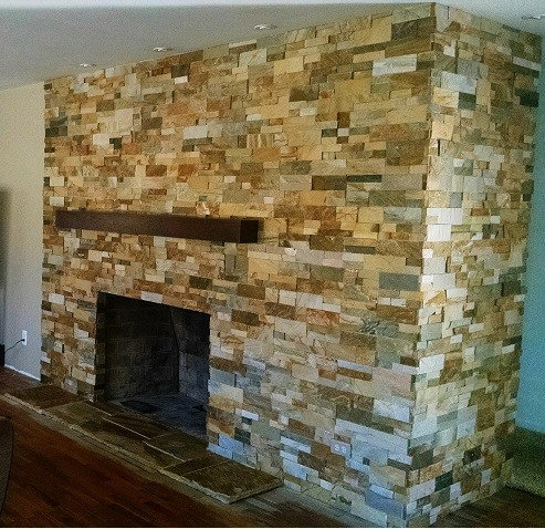 Walnut modern mantel