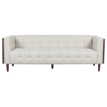 Croton Contemporary Tufted 3 Seater Sofa, Beige + Brown