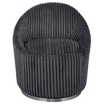 Uttermost - Uttermost Crue Gray Fabric Swivel Chair - A Contemporary Accent With A Modern Edge, This Chair Is Upholstered In A Luxurious Fluted Gunmetal Chenille Fabric And Is Accented By A Stainless Steel Swivel Base Finished In Brushed Nickel. Seat Height Is 19".