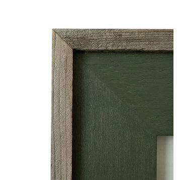 Barn Wood Picture Frame Lighthouse Green Rustic Wood Frame, 11"x14"
