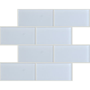 3"x6" Crystal Glass Tile, Set of 32 (4 sq ft), White