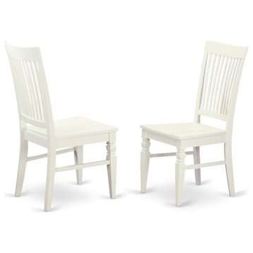 Weston Dining Wood Seat Dining Chair, Slatted Back, In Linen White- Set of 2