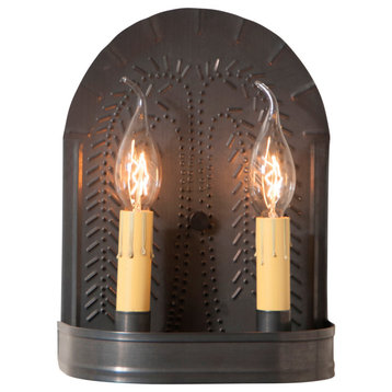 Double Sconce With Willow, Kettle Black
