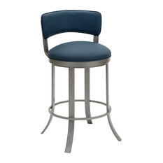 Taylor Gray Home - Sydney Counter Height Swivel Barstool, Faux Leather/Silver Palladium, 26" - Bar Stools and Counter Stools