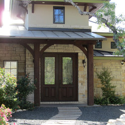 2/3 Lite Luxor Decorative Glass Wood Double Door - Front Doors