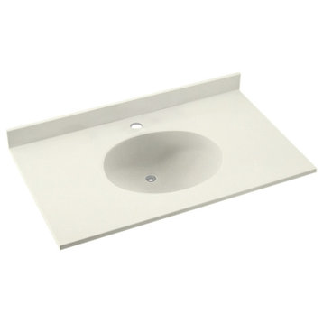 Swan Ellipse Solid Surface Bathroom Vanity Top, Bisque
