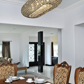 Transitional Bronze Oval Pendant Chandelier with Crystal