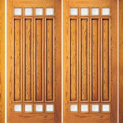 Prehung Mahogany 8 Lite Entry Double Door Two Side lights - Front Doors