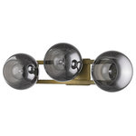 Trend Lighting - Lunette 3-Light Aged Brass Sconce - Add mid-century modern style to your home with the Lunette collection of lighting.  An aged brass finish combines beautifully with gorgeous, smoked handblown glass shades.  Lunette will pair nicely with bold color palettes.