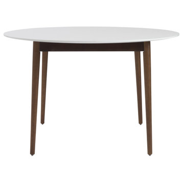 47" White and Brown Rounded Dining Table