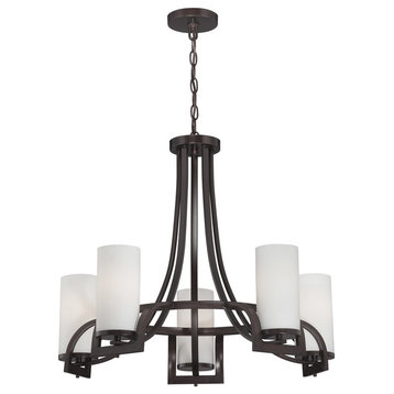 Nuvo 60/5235 Russet Bronze And Etched Opal Glass 5-Light Chandelier