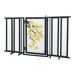 Fusion Gates - Fusion Gate with Autumn Ginkgo Design, Black, 71.5"-74" - Dog Gates