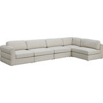 Meridian Furniture - Beckham Linen Textured Fabric 5-Piece Modular L-Shaped Sectional, Beige - Liven up your living space with this Beckham beige durable linen polyester fabric sectional. Its beige color complements any contemporary home decor, while its durable linen and polyester fabric upholstery provides you with a soft and comfortable place to sit. This sectional is modular, so you can create infinite configurations, which are easily attached using the attachment latch underneath. Its linen, wood, and foam construction guarantees stability for years to come.
