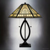 Luxury Cottagecore Tiffany Table Lamp, Matte Black, UQL7030