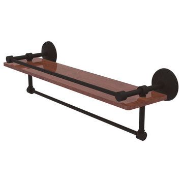 Monte Carlo 22" Wood Shelf with Gallery Rail and Towel Bar, Oil Rubbed Bronze