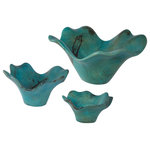 Uttermost - Uttermost Teo Wood Wall Art, 3-Piece Set - This Set Of Three Wood Wall Art Features Naturally Spalted Tamarind Wood, Finished In A Soft Caribbean Blue. Because Each Is Individually Handcrafted, Sizes May Vary. Cracks And Variations In The Grain Are Natural To This Type Of Wood.