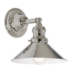 Light Wall Sconce Polished Nickel Finish 8"W Metal Shade, Inside Finish White