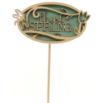 Easter THINK SPRING PLANT STAKE Wood Flourish Butterfly 4051068