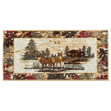 Cabin Lodge Rug - Multicolor, Distressed Pattern Rug, 2'x4'