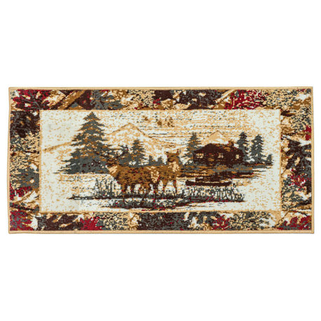 Cabin Lodge Rug - Multicolor, Distressed Pattern Rug, 2'x4'