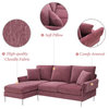 Convertible Sectional Sofa, Chrome Metal Legs With Padded Chenille Seat, Pink