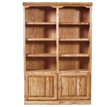 Traditional Bookcase With Lower Doors, Honey Oak