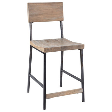 INK+IVY Tacoma Modern Industrial Wood Counter Stool, Natural, Counter Stool