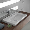 Rectangle White Ceramic Wall Mounted Sink or Self Rimming Sink, White, One Hole