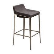 Contemporary Bar Stool With Stainless Steel Base, Gray