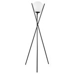 Eglo - 1-Light, 60W Floor Lamp, Black/Opal Glass Shade - The Salvezinas floor lamp by Eglo draws the eye with its geomteric frame and round frosted opal glass shade. The matte black frame compliments the frosted opal shades and helps create a stand out focal point to your room.