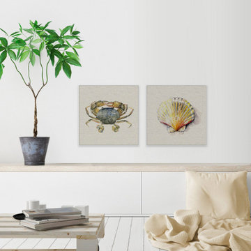 Crab and Sea Shell II Diptych
