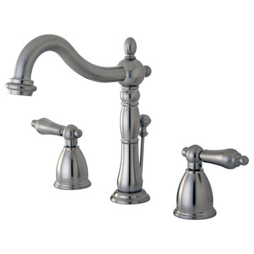Kingston Brass Widespread Bathroom Faucet With Plastic Pop-Up, Brushed Nickel