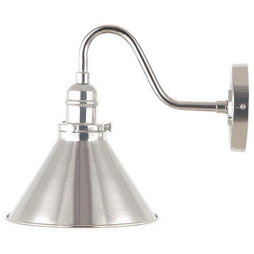 Lucas McKearn Provence Mid-Century Metal Sconce in Polished Nickel