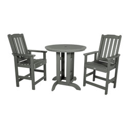 Highwood USA - Lehigh 3-Piece Round Counter-Height Dining Set, Coastal Teak - Outdoor Dining Sets
