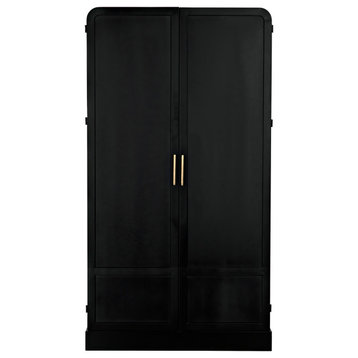 Noir Furniture Industrial Steel Tresor Hutch With Matte Black Finish GHUT152MTB