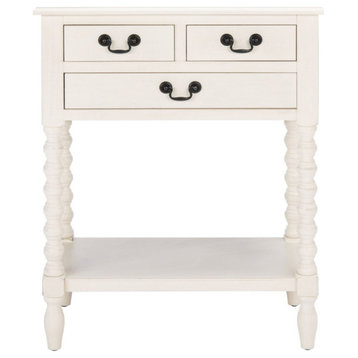 Thelma 3 Drawer Console Table Distressed White