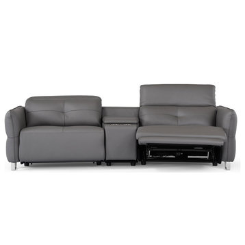 Macau Reclining Leather Loveseat with Console