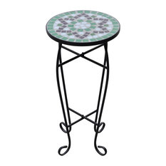 VidaXL Mosaic Side Table/Plant Table, Green/White